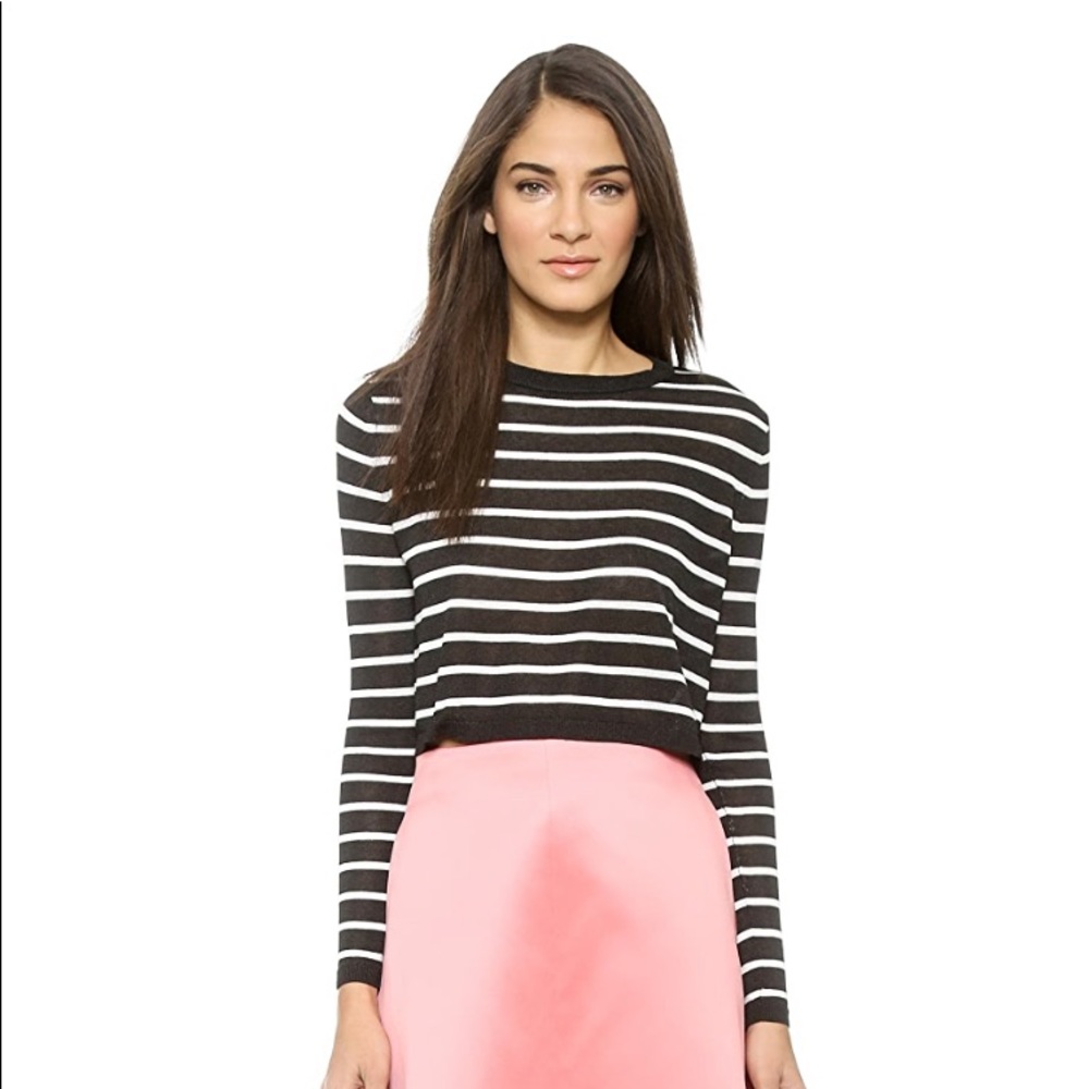 Tibi Nautical Stripe Cropped Pullover Top
